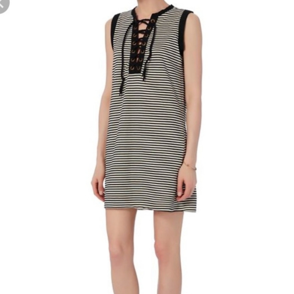 NSF Stripe Tank Dress Grommet Lace Up